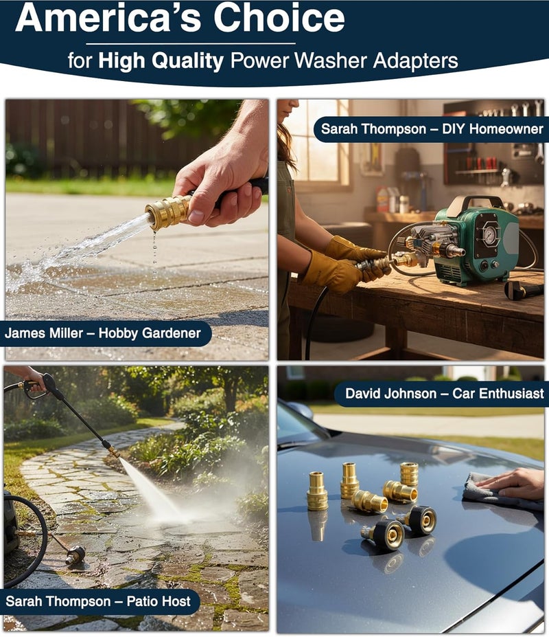 DBR Tech ® Pressure Washer Quick Connect Kit | M22-14mm Premium Brass Adapter Set, M22 Swivel to 3/8'' Quick Release Disconnect, 3/4 Inch Fittings for Power Washer Hose | Spray Gun Connector Kit - Image 5